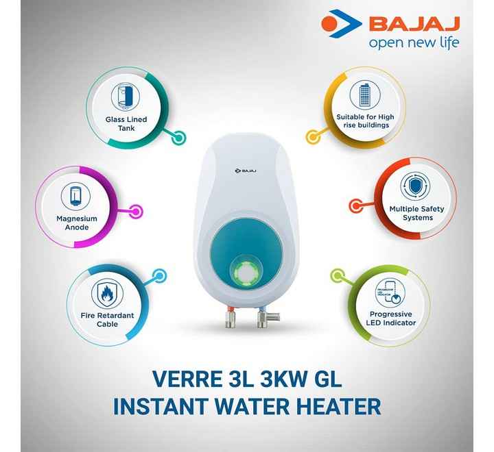 Bajaj Electric Verre 6L 3Kw Storage Water Heater Code 150850